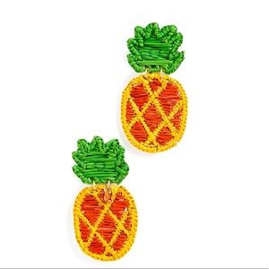 Mercedes Salazar wicker pineapple clip earrings